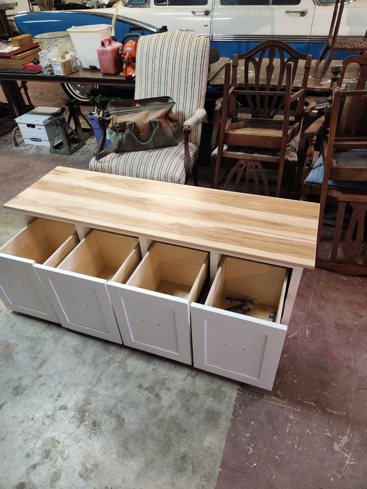 Mudroom storage Bench with 4 drawers