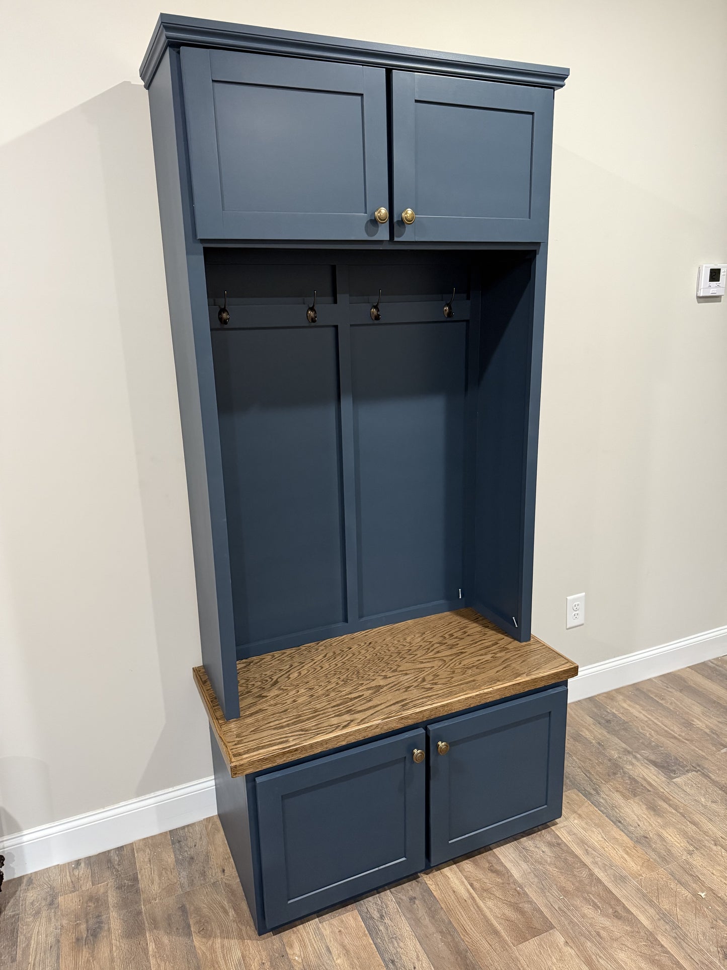 The Decatur Halltree || Entryway Mudroom Storage Lockers with Bench and Hooks