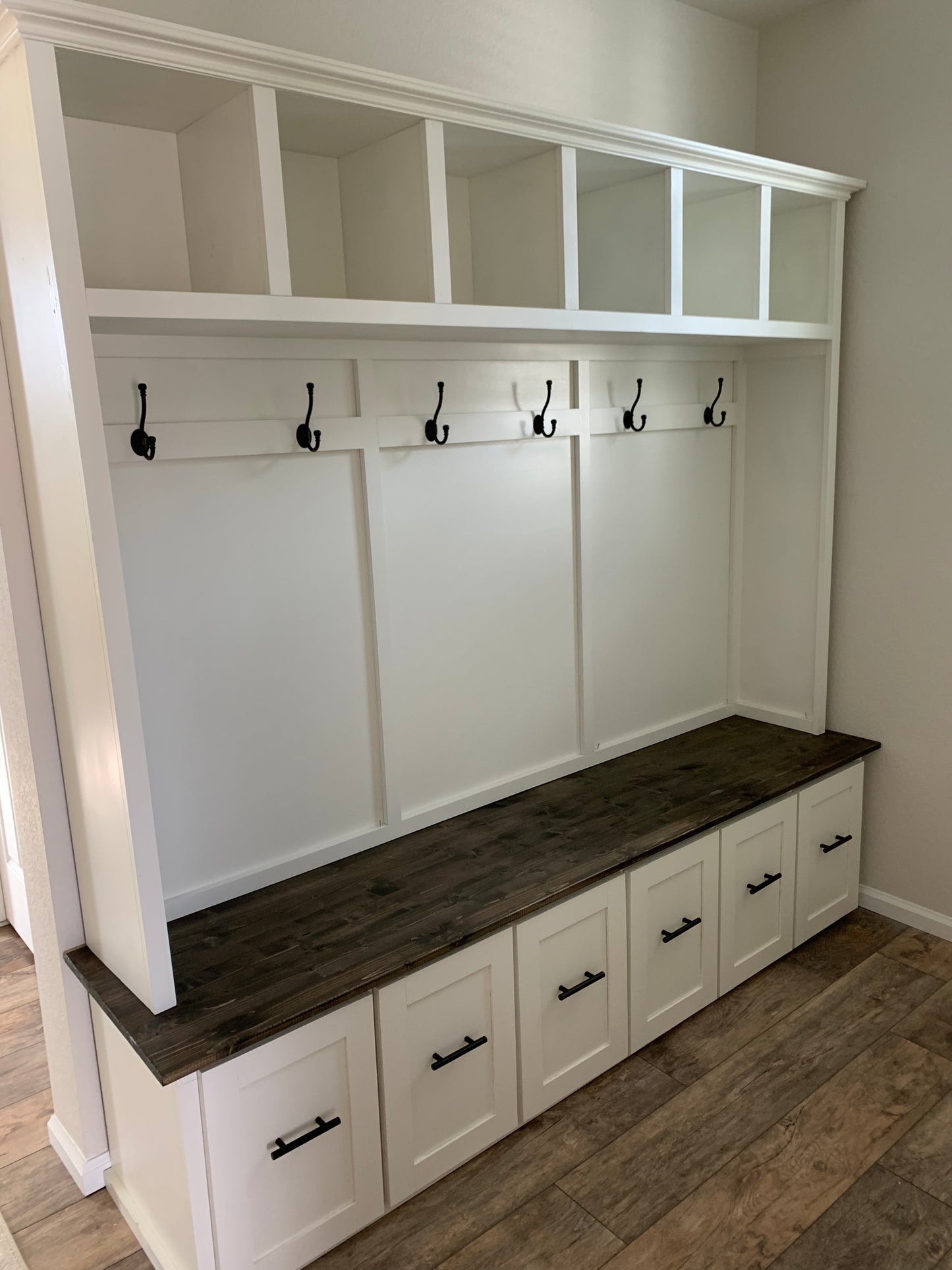 Farmhouse Hall tree with drawers | Mudroom locker | Custom Size and Color Available | Halltree entryway bench with storage