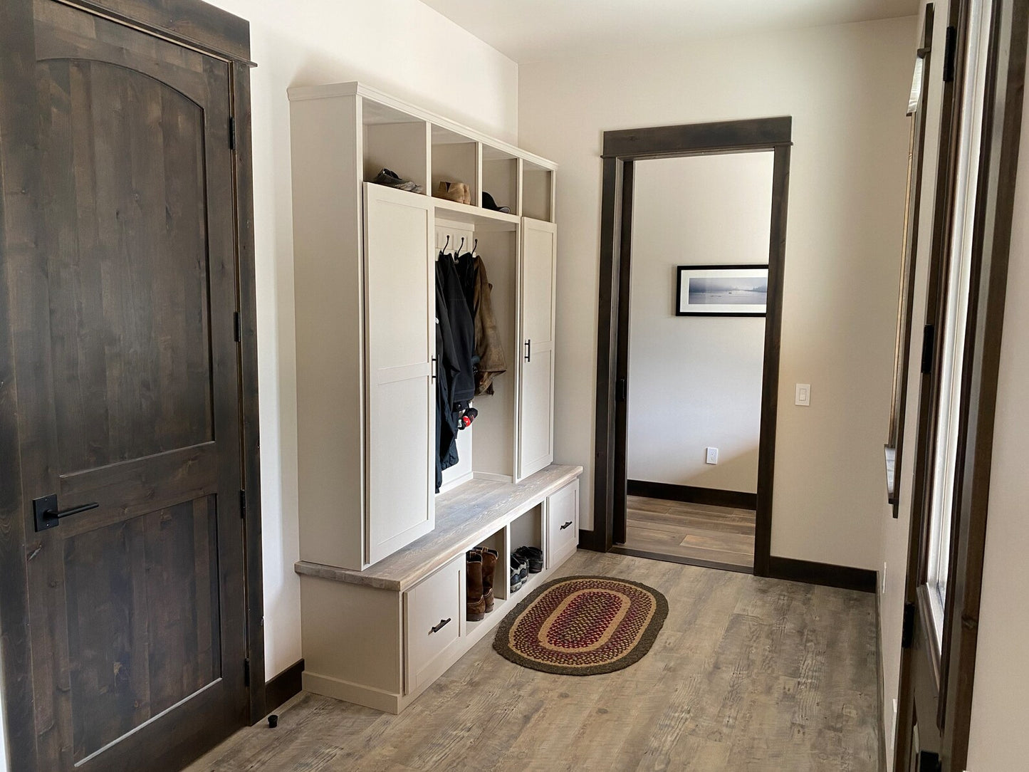 Farmhouse Hall tree with drawers | Mudroom locker | Custom Size and Color Available | Halltree entryway bench with storage