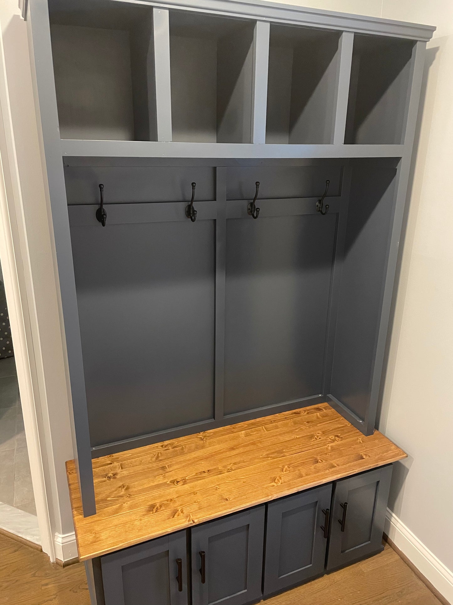 Farmhouse Hall tree with drawers | Mudroom locker | Custom Size and Color Available | Halltree entryway bench with storage