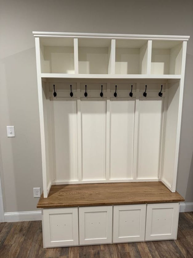 Farmhouse Hall tree with drawers | Mudroom locker | Custom Size and Color Available | Halltree entryway bench with storage